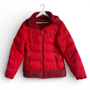 Marmot 700 Fill Down Winter Jacket Red Maroon Two Tone Ski Snowboard Coat